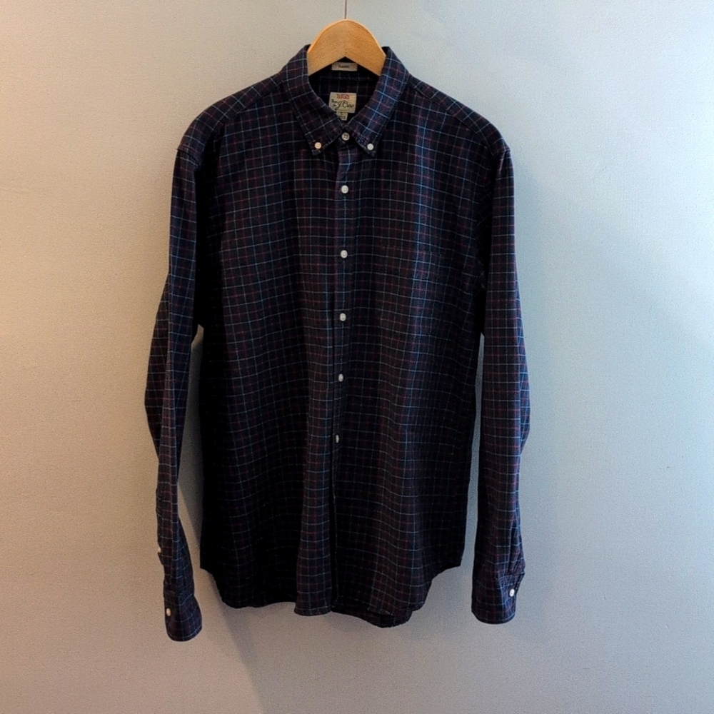 J. Crew Men's Large All Cotton Long Sleeve Button Down Plaid Oxford Style #G7406